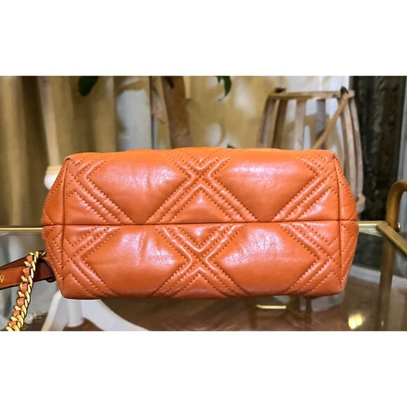 ♦️♦️ AUTHENTIC TORY BURCH BURNT ORANGE QUILTED FLEMING SOFT FRAMED HANDBAG!!! - Picture 7 of 10